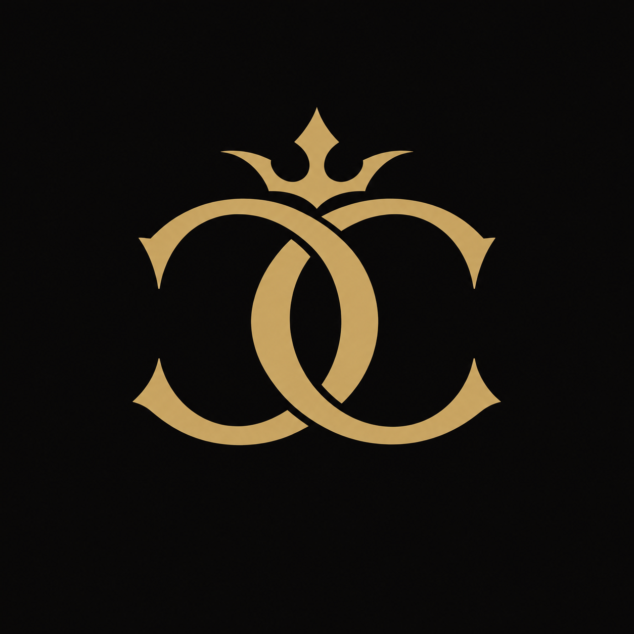 Crown and Curb official matte gold interlocking C crown emblem